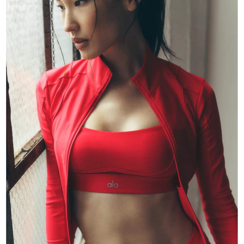 ALO Yoga Red Seamless Sports Bra - Sculpted Support
